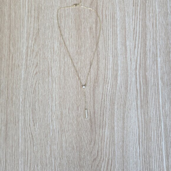 New Lulus Gold Rhinestone Drop Necklace Sterling Silver Chain Adjustable NWT - Picture 7 of 17